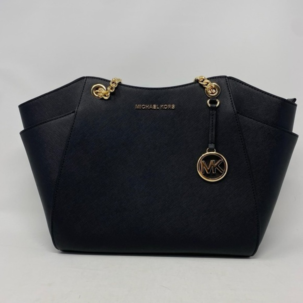 Michael Kors Womens Jet Set Travel Handbag Black Leather‎ Shoulderbag Tote Large - Picture 2 of 15